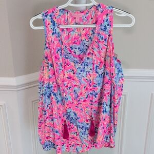 Lilly Pulitzer Vibrant Cold Shoulder Women's Top XXS